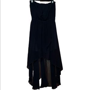𝅺LOVE j black high low dress with tulip shaped opening in front size medium